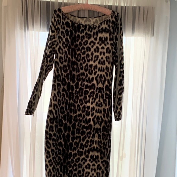 Dress, fitted, light weight for summer, long sleeves, Black White and Grey , L. - Picture 2 of 7